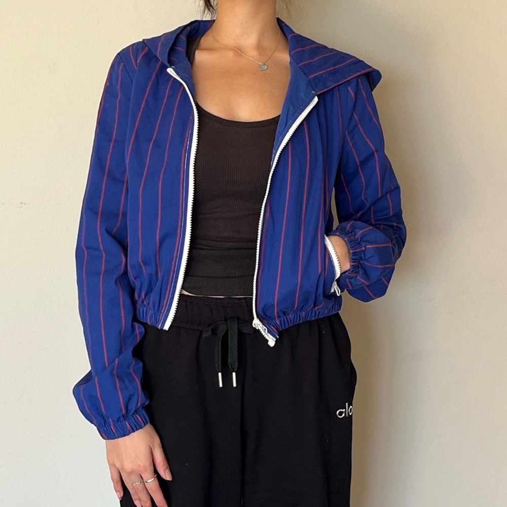 Pinstripe Hooded Jacket
